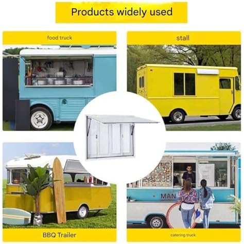 Aluminum Concession Window with Sliding Screen & Awning Door for Food Trucks, Perfect for Mobile Catering, Street Vending, Outdoor Events, and Food Stands,36x36in