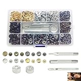 120 Set Botones de Presión de Cobre, Corchetes de Presión Metálicos 12.5mm, Kit Completo con Herramientas de Fijación, Botones Automáticos para Ropa, Bolsos, Chaquetas, Cinturones, Proyectos de Cuero