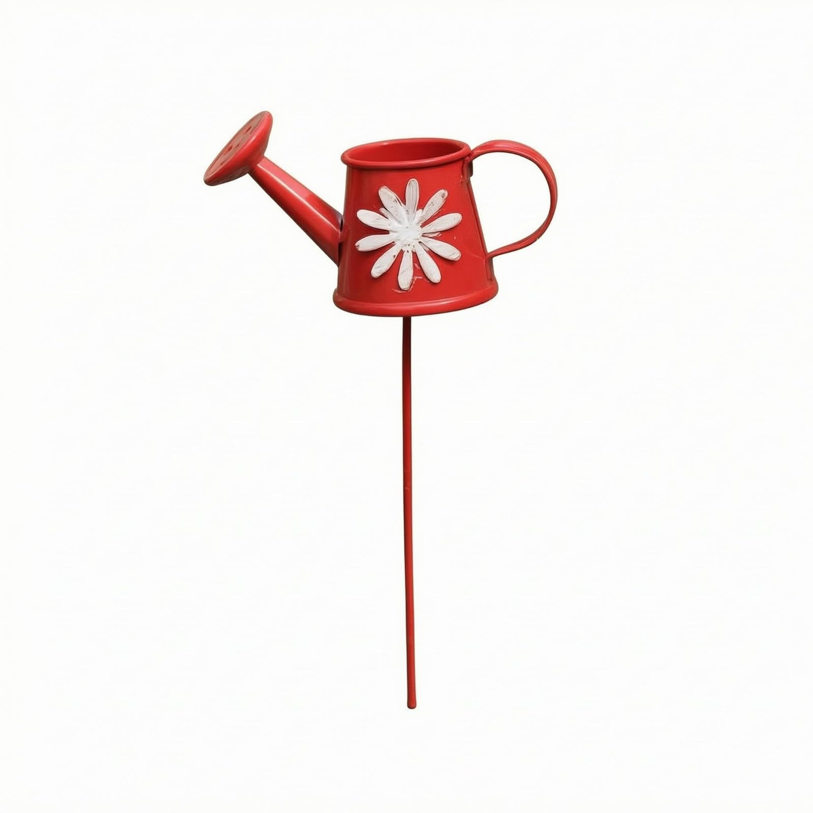 Miniature Iron Watering Can Stake Curved Handle Mini Watering Can Decor Short Spout Flower Pattern Garden Stake Compact Size for Tabletop Micro-Landscape, Potted Plant, Red-image-38
