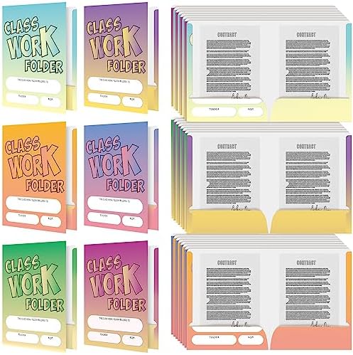 Amazon.com : Teling 48 Pcs Classwork Pocket Folders Classroom and ...