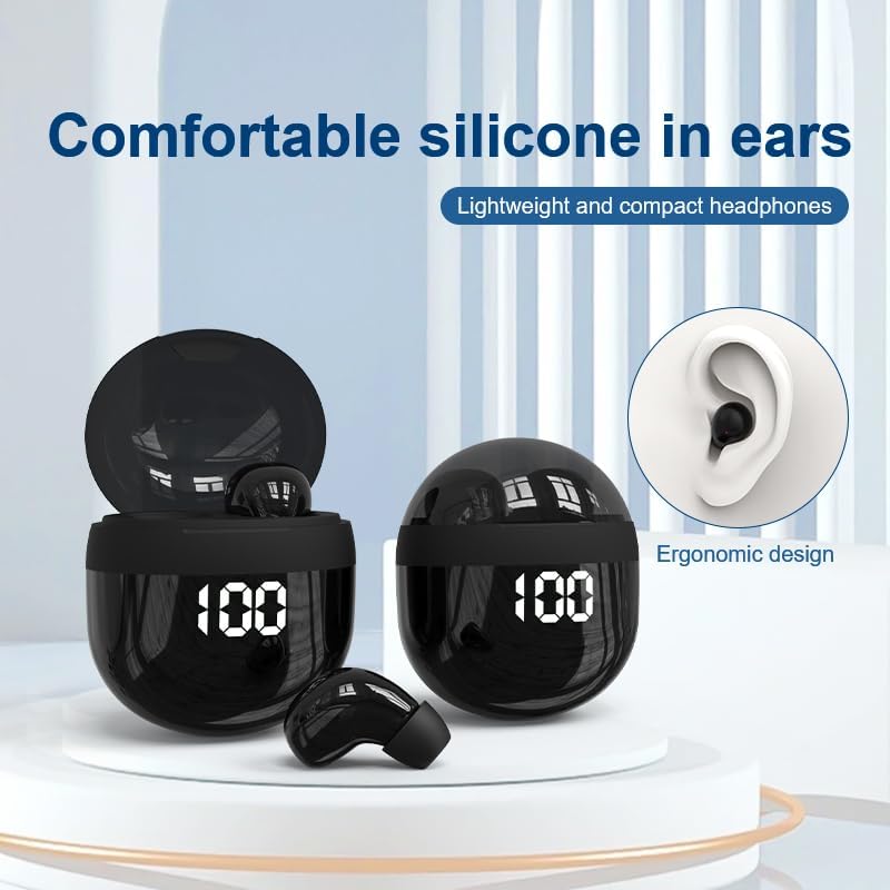 Invisible Wireless Earbuds Bluetooth,Tiny Small Design Premium Sound Auto Pairing Smart Touch Control,Headphones for Work Sports (Black)