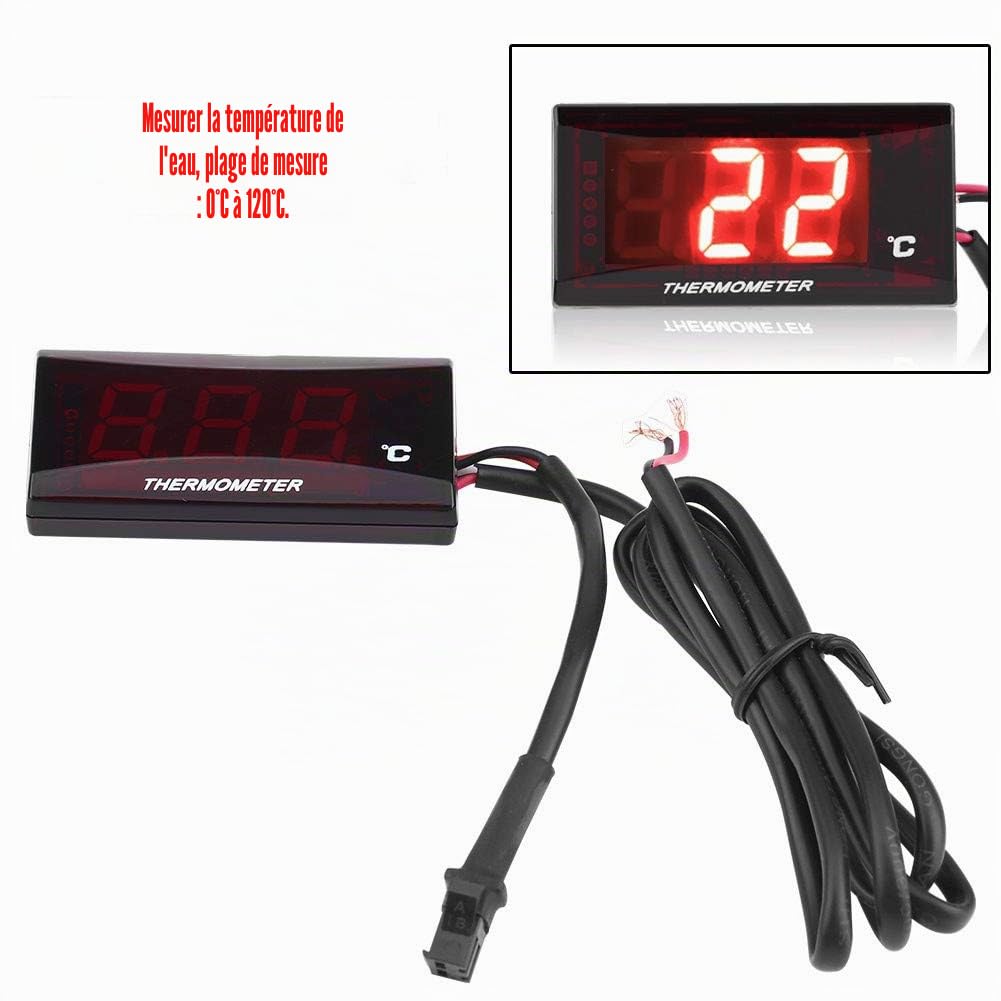 Yctze Compteur Temperature pour Compteur de Temperature Moto Thermomètre de Moto Compteur Universel de Jauge de Température de Température d'eau d'instrument de Thermomètre Numérique de Moto