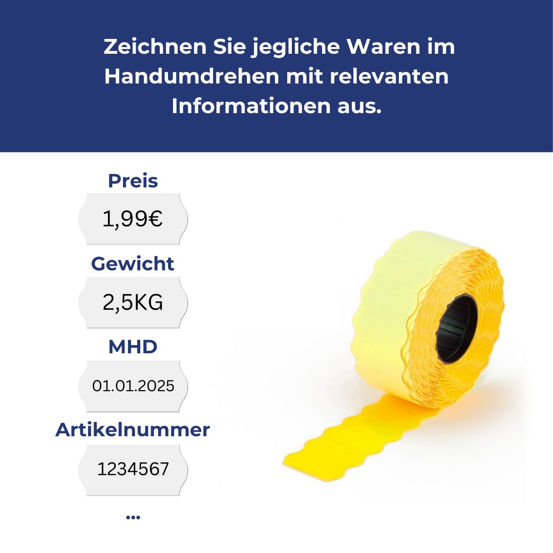 POKORNYS – etichette autoadesive per etichettatrici dei prezzi (giallo/26 x 12 mm), rimovibili, marcatura con prezzo, data... I etichette per etichettatrici a mano (Rimovibile, 9000 Etiketten)