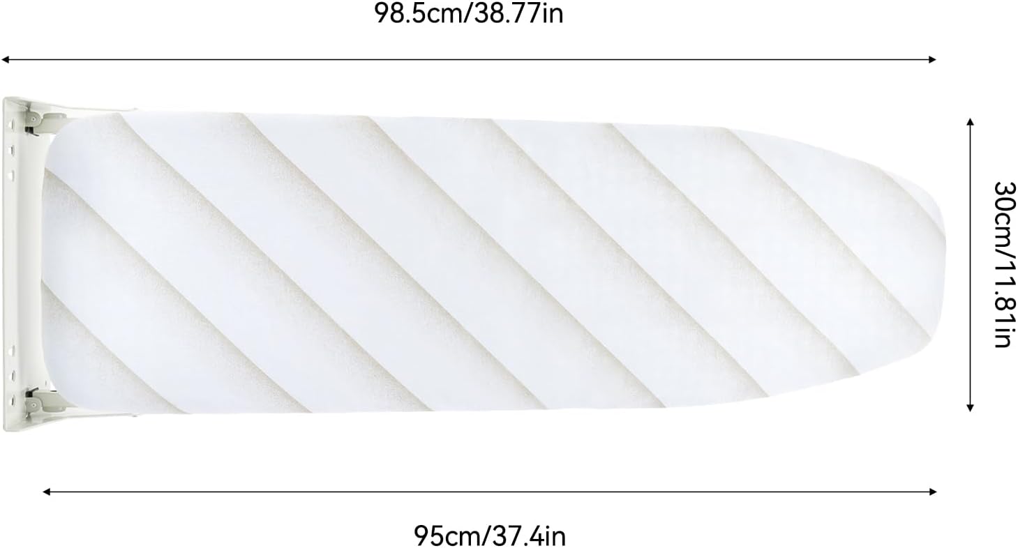 Wall Mounted Ironing Board Foldable Ironing Board with Turning Mechanism 180° Swivel Foldable Steam Iron Rest for Home, Apartment & Small Spaces, 37.4" x 7.55" Ironing Station