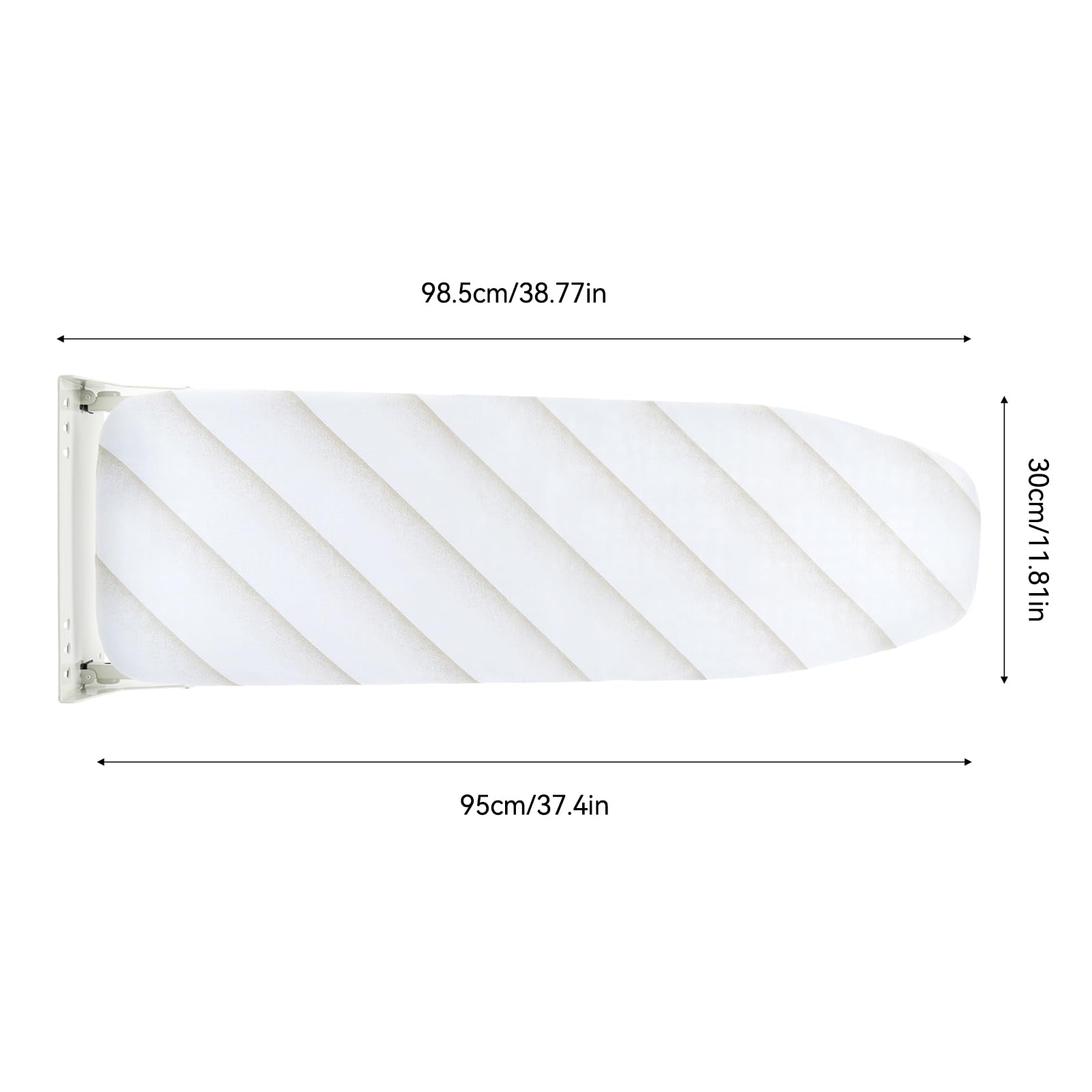 Wandmontierte Bügelbretter 95 x 30 cm, Bügelbrett faltbar, Weiß | Tragkraft 15 kg, Maximale Temperaturen 428℉, Platzsparende Bügelbretter für Kleidung, Hosen, Privathaushalte, Wäschereie