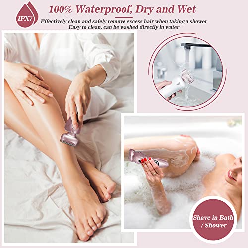 Electric Razor For Women For Legs Bikini Trimmer Electric Shaver For Women Underarm Public Hairs Rechargeable Womens Shaver Wet Dry Use Painless Cordless With Detachable Head (Pinkish) #TOP3