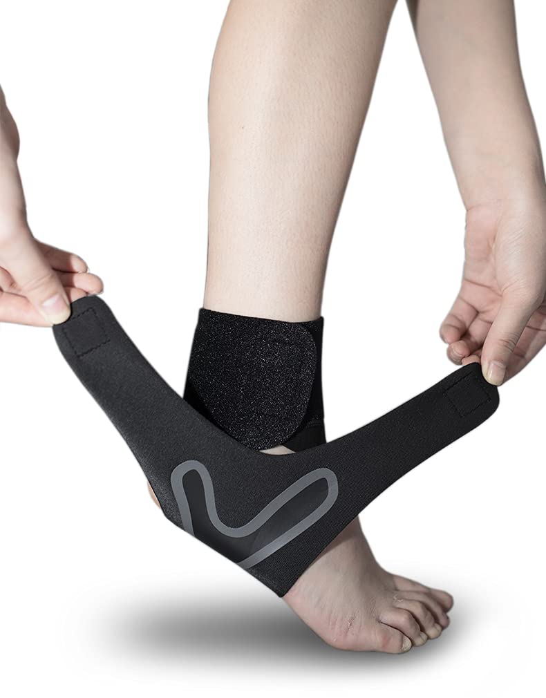 Slim Ankle Support Brace Thin Breathable Comfortable Adjustable Wrap Sleeve for Women & Men, Relieve Prevention Ankle Plantar Sprain or Pain for Sports Exercise (Left Foot - M/L)