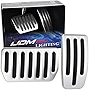 iJDMTOY 2pc Set Track Design Silver Aluminum Accelerator And Brake Foot Pedal Covers Compatible With 2012-up Tesla Model S and 2015-up Tesla Model X