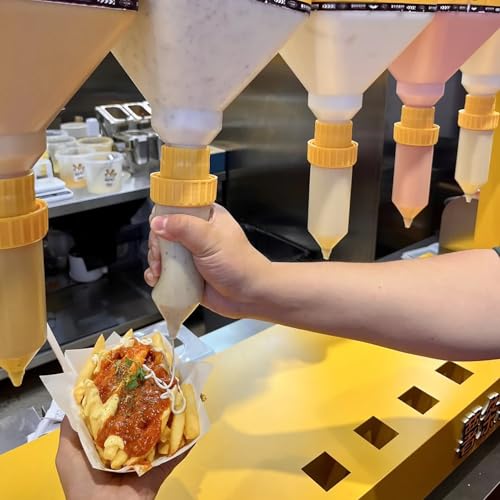 Bouteille de sauce à condiments à suspendre avec distributeurs à pompe robustes - 3