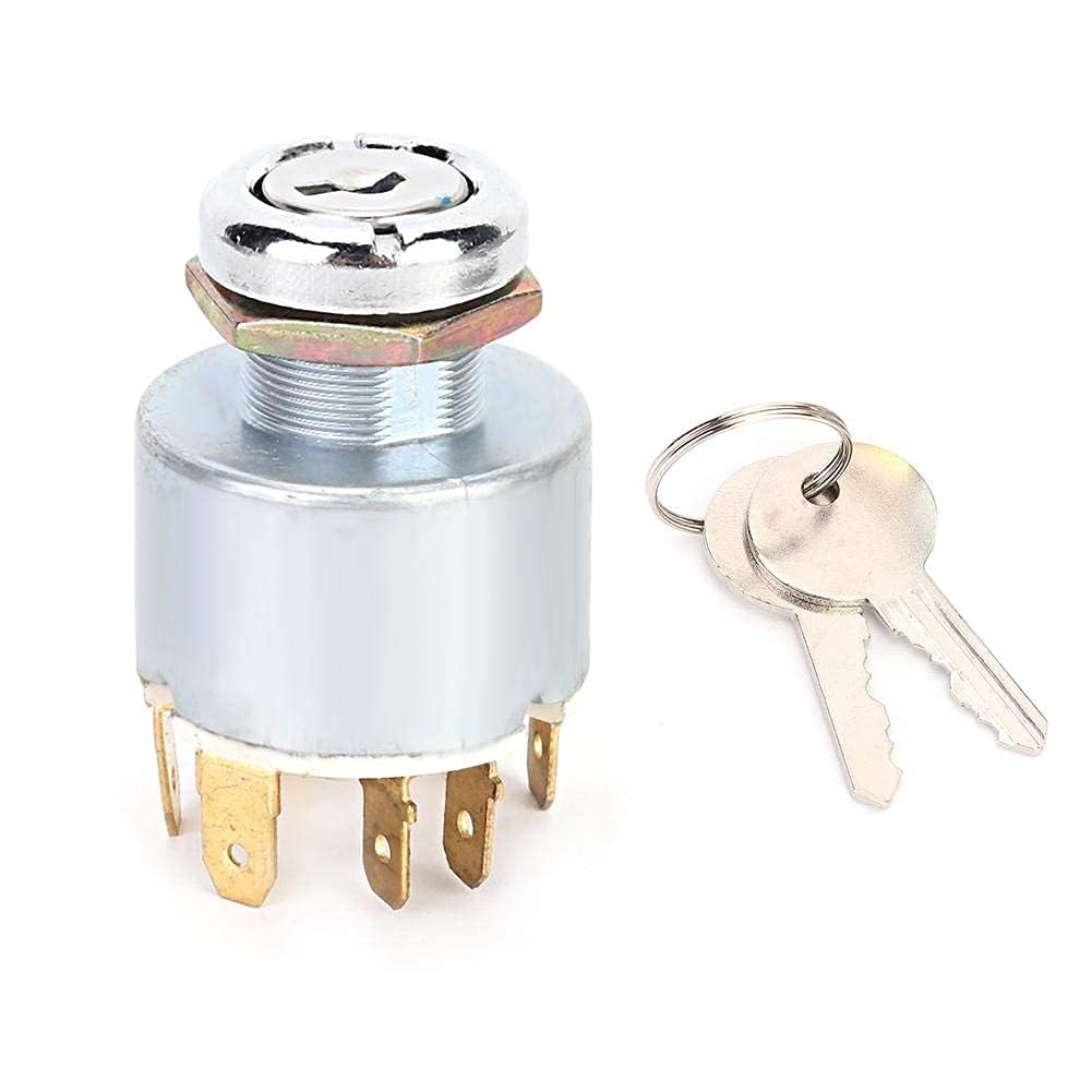 Interruttore di accensione universale, 12V 4 posizioni (parcheggio / spegnimento / accensione / accensione) Il blocco dell'interruttore di accensione viene fornito con 2 chiavi adatte per foro del pan