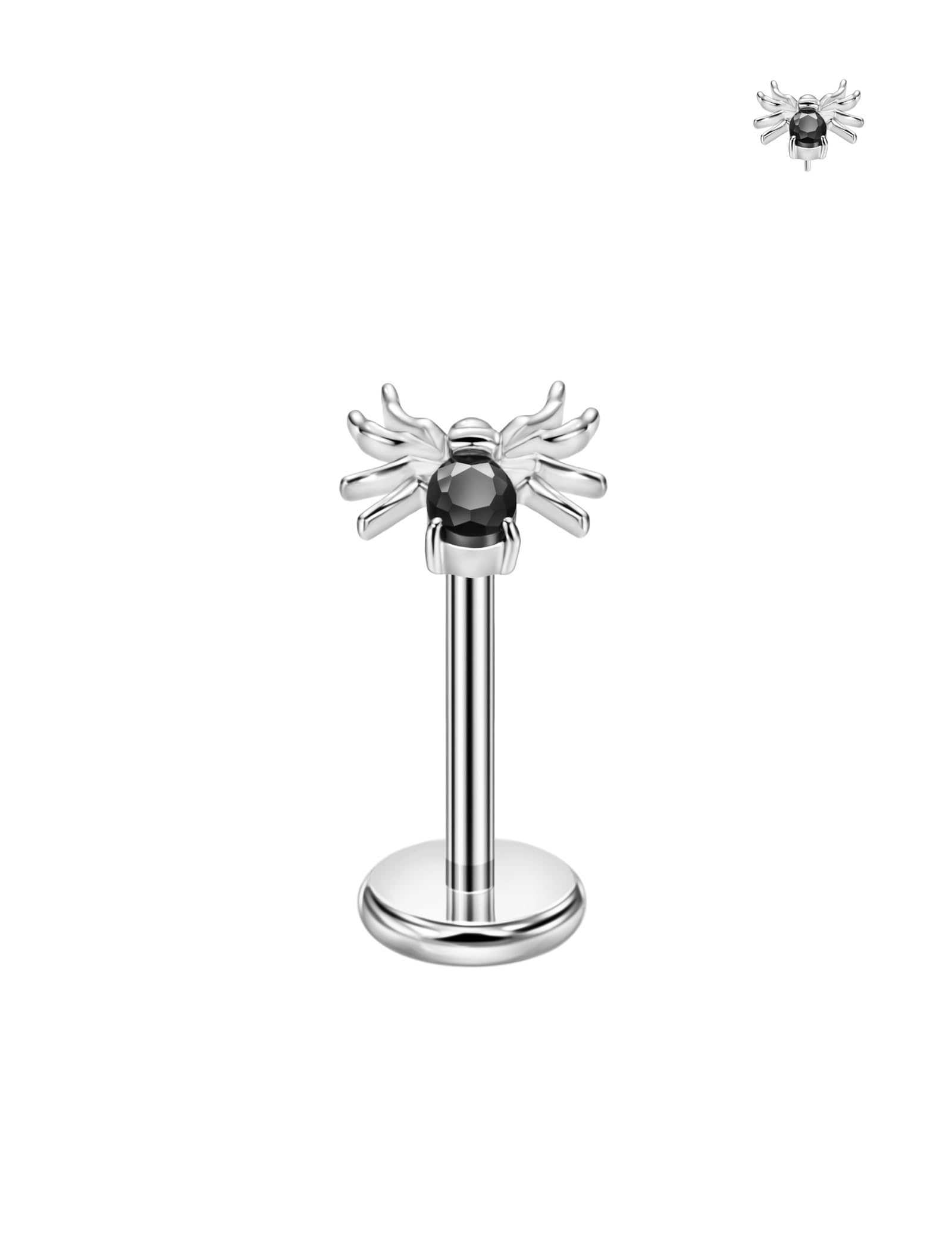 FANSING - Piercing de acero quirúrgico para Halloween, diseño de araña, color negro