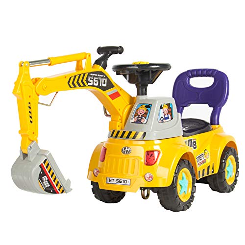 Best Choice Products Kids Excavator Ride On Truck w/ Garden Set, Music, Lights, Storage, Yellow