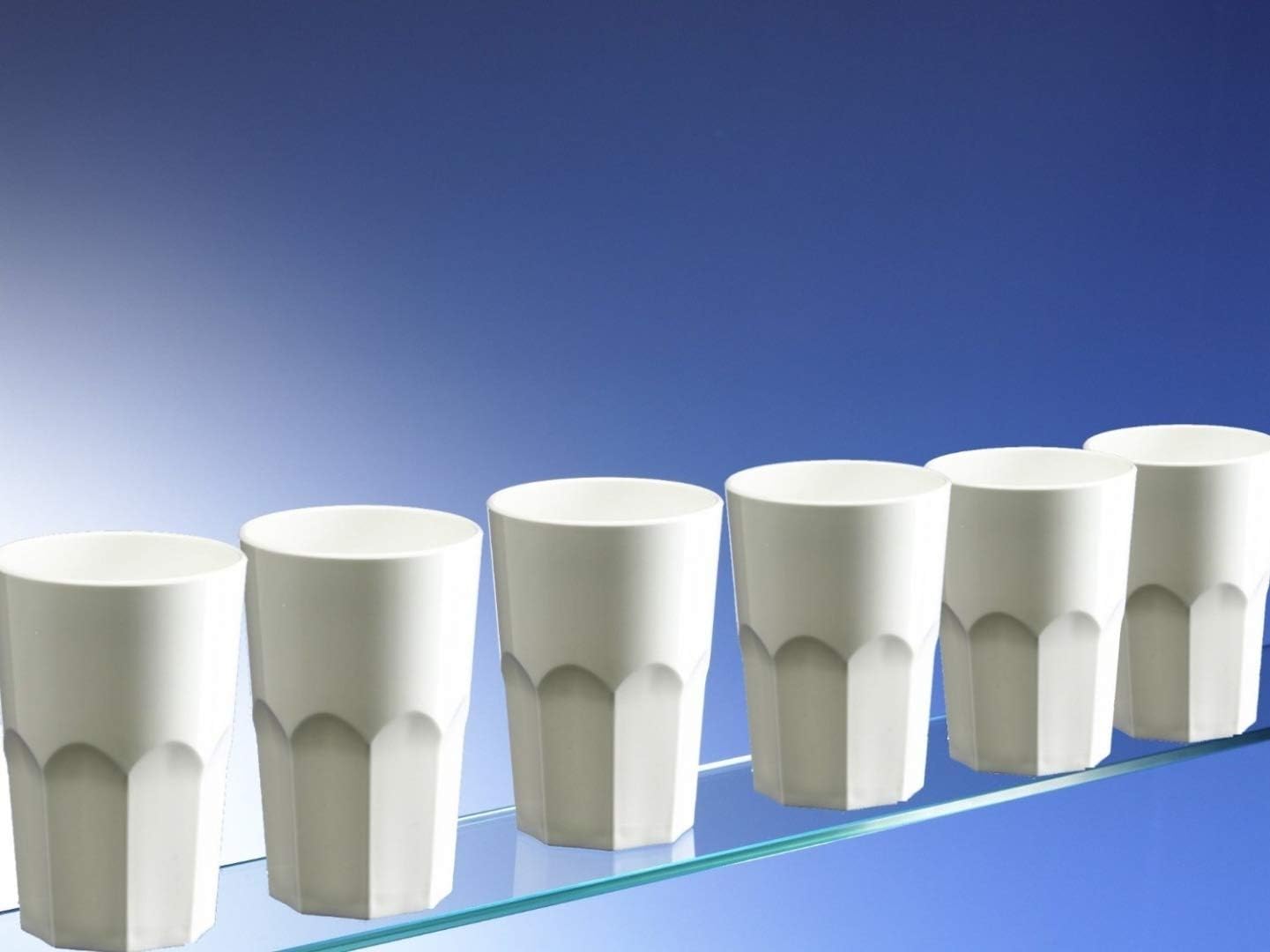 AIOS Set of 6 Unbreakable Polycarbonate White Classic Tumblers. Capacity 428ml.