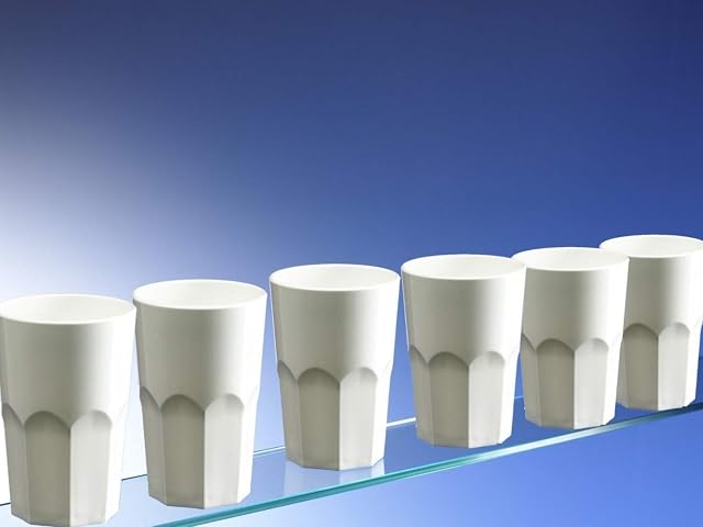 Avenue's Dishwasher Safe Set of 6 Unbreakable Reusable Polycarbonate White Plastic Octagon shaped 15 OZ Tumblers. (428ml/ 15oz to rim Height 12cm, Max Diameter 8.5cm)