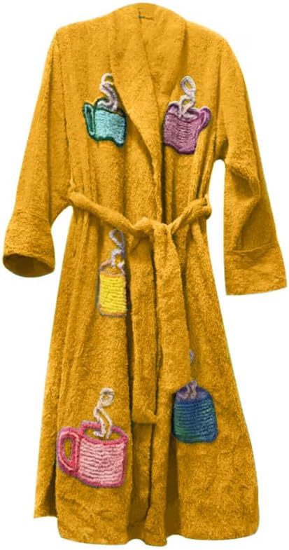 Men’s Tyler Durden Terry Cloth Bathrobe, Soft Absorbent Spa Robe with Coffee Mug Embroidery, Plush Shower Robe