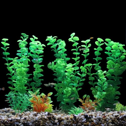 Image of AQUANEAT Fish Tank Artificial Plants, Aquarium Plants Plastic, 12Inch Tall Green Decorations,10packs