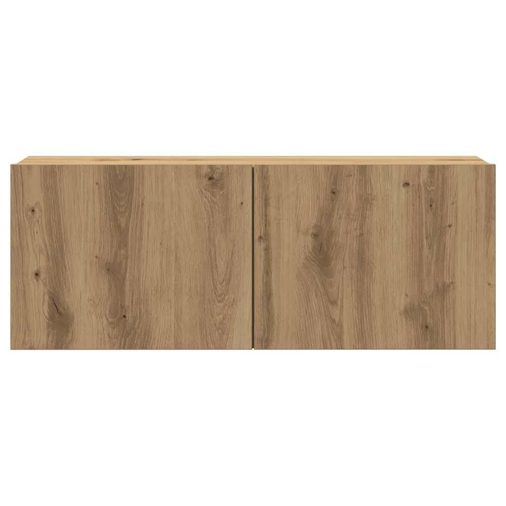 7-TLG. TV-Schrank-Set Wandmontage Artisan-Eiche Holzwerkstoff, 80x30x30cm, modernes Media-Center für Wohnzimmer, stabil & langlebig