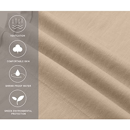 Janmid Men Casual Beach Trousers Linen Summer Pants (Dark Khaki, L) #TOP3