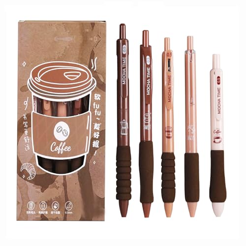 Bolígrafos de gel retractiles con diseño café 10 piezas miniatura 7