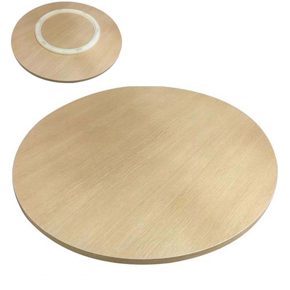 ASerZenith Beige Wooden Lazy Susan 20" - 40" | 360° Rotating Serving Tray For Dining Table | Perfect For Home Kitchen, Round Tabletop, Entertaining & Serving,Original Wood-70Cm/27