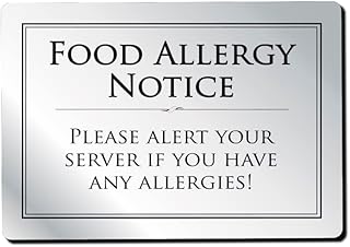 Food Allergy Sign Notice Pub Bar Restaurant A5 Size 210x148mm Brushed Silver Allergen Warning Sign