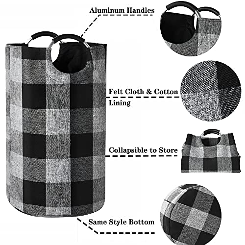 Haundry 82L Tall Collapsible Laundry Basket, Large Foldable Laundry Hamper With Handle - Black, Gray #TOP3