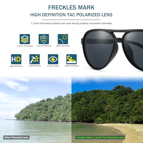 Image of Freckles Mark Classic Aviator Polarized Sunglasses for Men Women Double Bridge Retro 70s 80s Glasses Coloful Shades