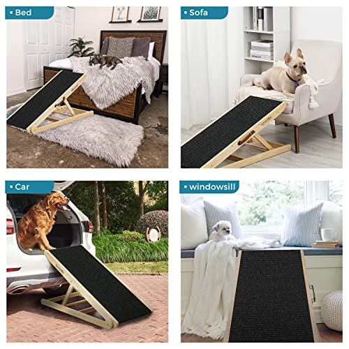 Sweetbin Dog Ramp Folding Pet Ramp For Bed Suitable For Small & Large Old Dogs & Cats - 41" Long Portable Paw Ramp High Traction Dog Ramps For Car, Suv, Couch, Sofa - 5 Adjustable Height Rated 200Lbs #TOP6