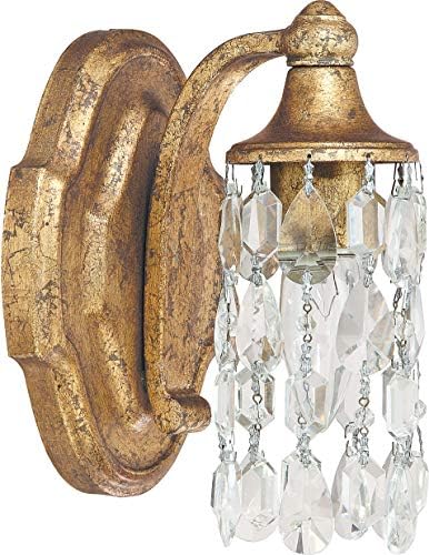 Capital Lighting 8521AG-CR Blakely K9 Crystal Wall Sconce, 1-Light 60 Watt, 8" H x 5" W, Antique Gold