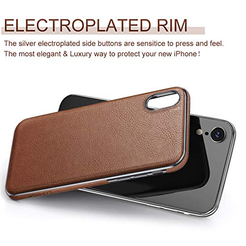 Lohasic For Iphone Xr Case, Premium Leather Slim Fit Flexible Defender Anti-Slip Soft Grip Scratch Resistant Protective Cover Soft Cases Compatible With Apple Iphone Xr (2018) 6.1 Inch - Brown #TOP2