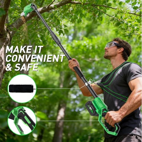 Image of SOYUS 8-Inch Cordless Pole Saw For Tree Trimming With 2 x 3.0 Ah Batteries