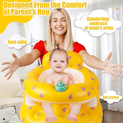 Image of Upgraded Inflatable Baby Seat for 3-36 Months, Baby Chair Sit Me Up Floor Seat - Clip to Table Leg. No Tipping. + Front Guard Anti-Tip, Back Support for Infants Learning to Sit Up + Built-in Air Pump