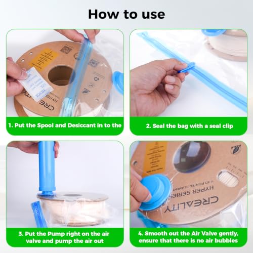 Image of Creality Filament Vacuum Storage Kit, 10 Storage Bags with Hand Pump, 15.75x15.75 inch, Premium Cleaning Drying Sealed, 3D Filament Dryer for 1kg 3D Printer Filament