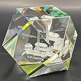 ガラスクリスタルペーパーウェイト、2.25インチキューブ、ワシントンDCランドマーク3Dレーザー彫刻、デスクアクセサリー、ホワイトハウス、キャピトル、ワシントンモニュメント、ジェファーソンメモリアル。