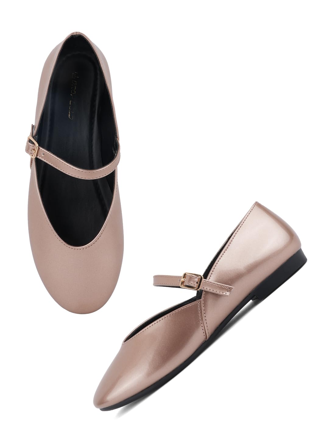 Glossy Mary Jane Flats for Women | Comfortable Patent Ankle Strap Ballerina Shoes for Everyday & Office Wear-image-6