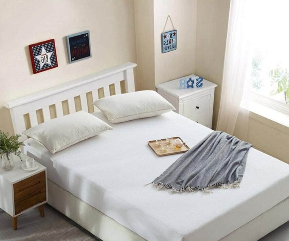 160X200 Bawełniany pokrowiec na materac frotte 100% ochraniacz na materac Pokrowiec na materac na materac, biały, 90x200cm
