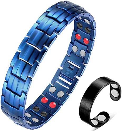 Vicmag Men Magnetic Bracelets Titanium Steel Magnet Bracelet Ultra Strength Double Row 3500 Gauss Wristband Brazaletes with Adjustment Tool & Jewelry Gift Box