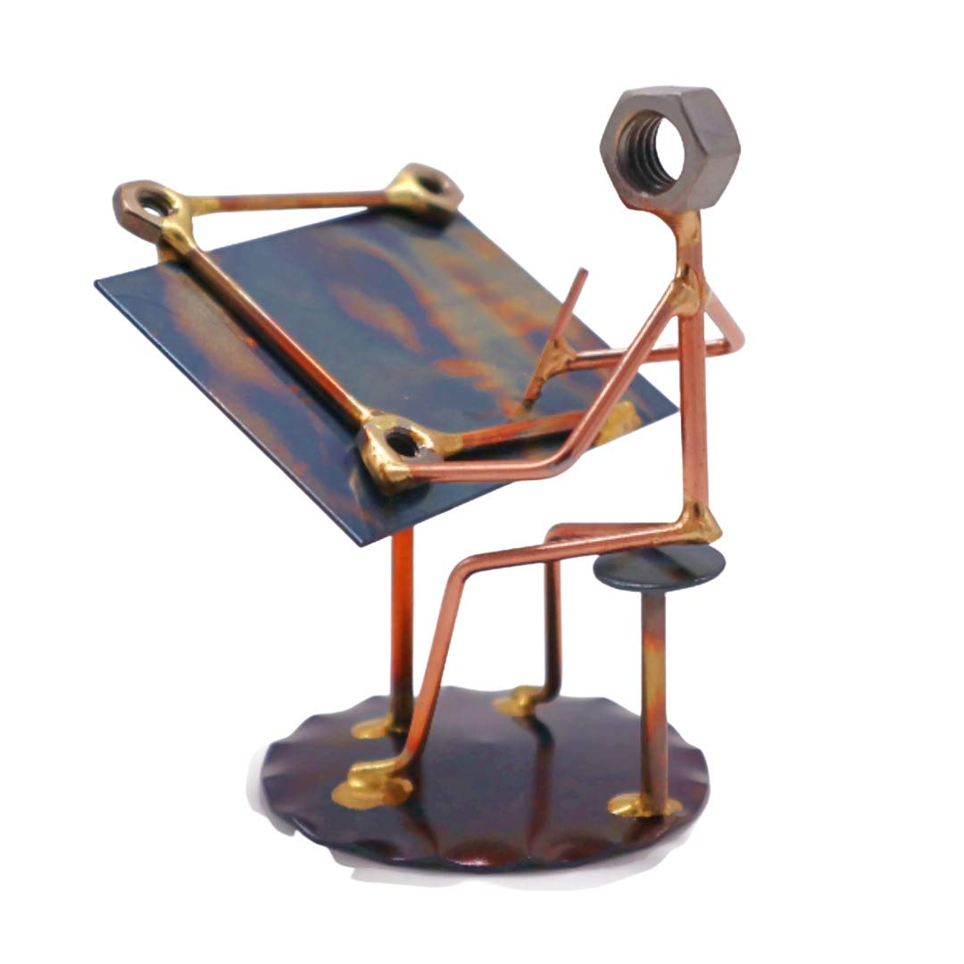 Draftsman Collectible Handmade Metal Art Figurine, Desk Accessories, Trophy, Boss Gift, Office Décor, Business Professional