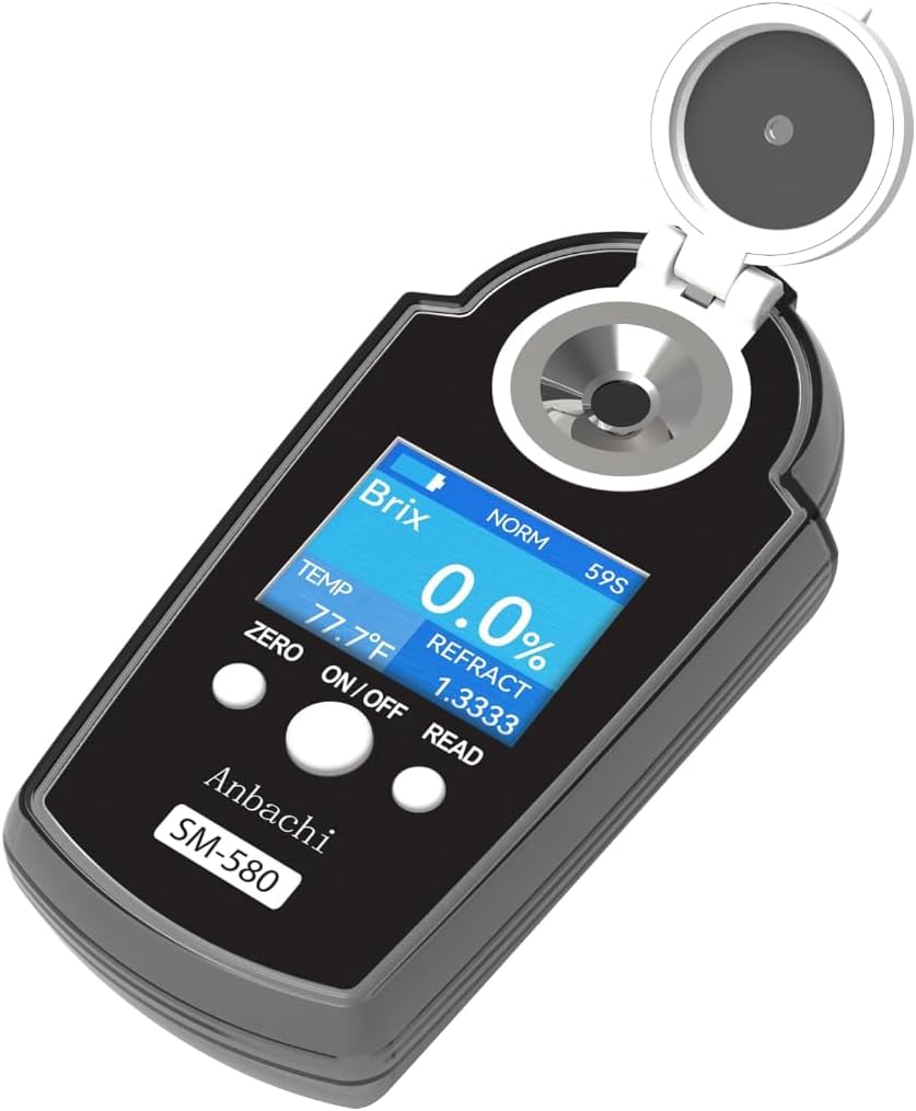 Digital Refractometer Digital BRIX Tester Sugar Meter Ideal for Drinking Water Beverage Kombucha Orchard Fruit Juice Carbohydrate Content High Accuracy Portable Refractive Index Tester 0-58%
