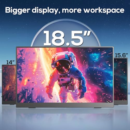 Image of 18.5 Inch Portable Monitor, FHD 120Hz IPS HDR 125% sRGB USB-C HDMI External Travel Monitor with Built-in Speakers, VESA Compatible for Laptop MacBook PC Surface PS5 Xbox
