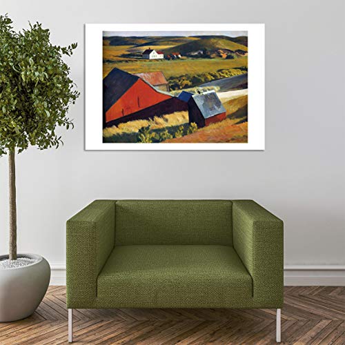 Cobb's Barns Edward Hopper tableau petit format mat encadré