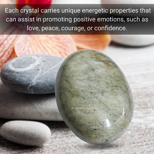 Image of Amazing Gemstone Chrysoberyl Cats Eye Crystals and Healing Stones - Large Palm Stone Crystals Piedra - Crystal for Good Luck, Positive Energy, Meditation - Unique Stocking Stuffers, Gifts for Women