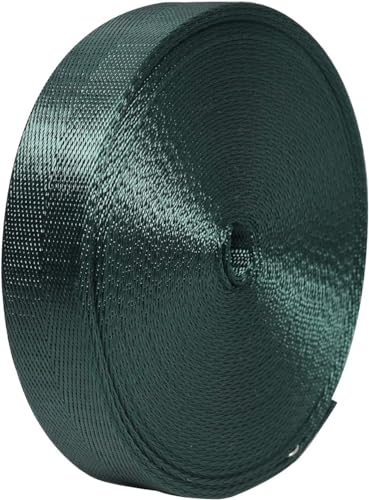 Nylon Webbing Straps, 1 Inch Wide Heavy Duty Nylon Strap, Durable Flat Rope Webbing, 10 and 25 Yard Roll for Backpack Strapping, Tie-Down, Dog Leash, 18 Vibrant Colors (Forest Green, 10 Yard)
