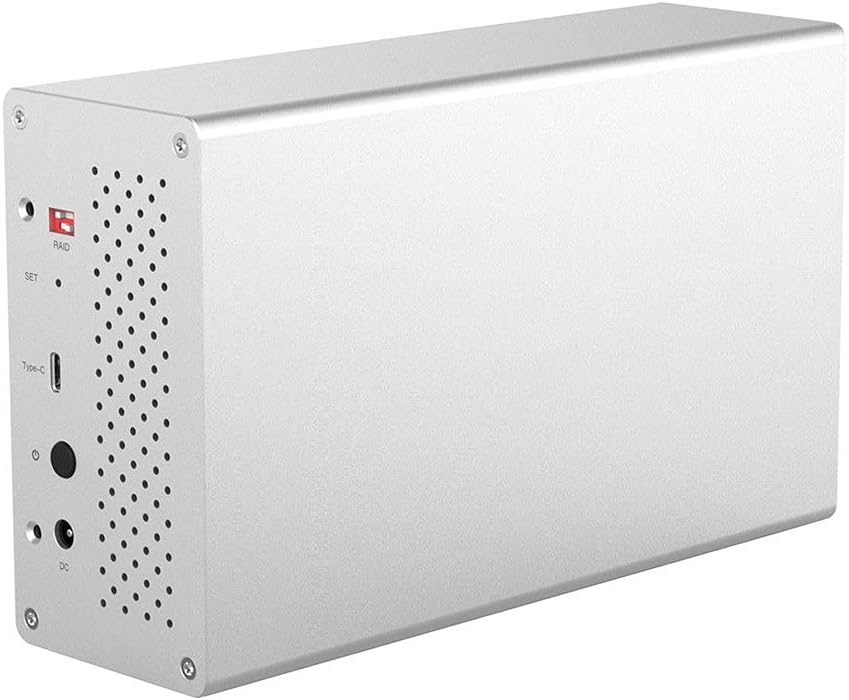 3.5" 2 Bay Type C HDD Docking Station Aluminum 20TB 5Gbps HDD Enclosure with 12V Power 20TB HDD Case