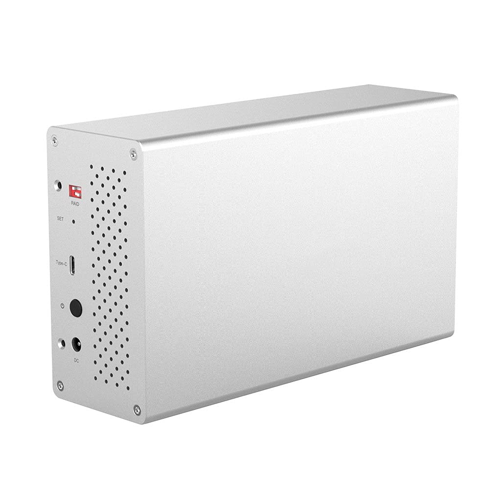 External Hard Drives 3.5" 2 Bay Type C HDD Docking Station Aluminum 20TB 5Gbps HDD Enclosure with 12V Power 20TB HDD Case
