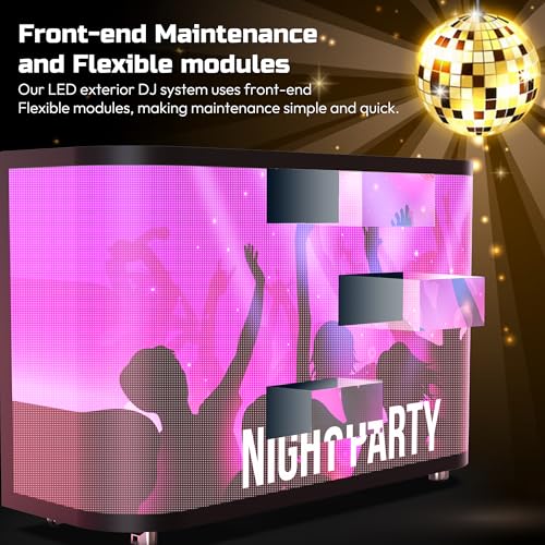 Image of P2.5 Flexible LED Screen Reception Desk, High-Brightness Mobile GOB DJ Table Display with App Control, Replaceable Magnetic Screen Module & Lockable Wheels for Exhibition Reception, Events & Rental