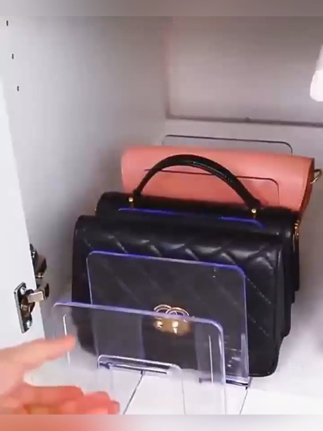 Organizzatore Impilabile Trasparente Per Borse E Libri - In PC, Per Armadi, Scaffali, Scrivanie, 4 Scomparti - Foto 5