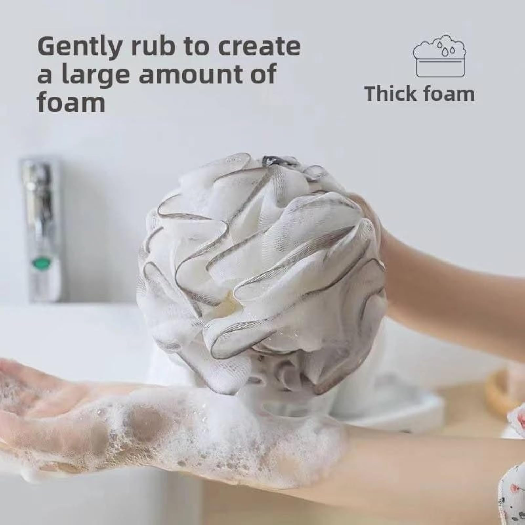 Exfoliating Bath Loofah Sponge, Luxury Shower Mesh Pouf