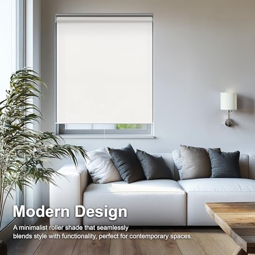 CHICOLOGY Cordless Roller Shades for Windows, Light Filtering Window Blinds, Easy Install Window Shades for Home & Apartments, UV Protection, Modern Window Treatments, Urban White, 28" W x 72" H by CHICOLOGY - Image 2