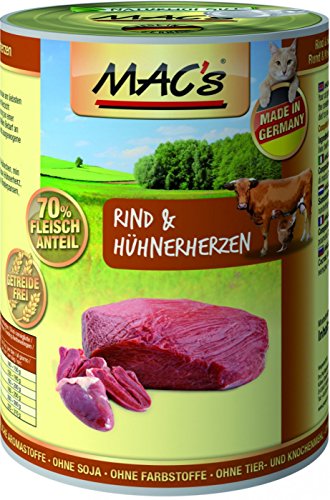 Produktbild von MAC's Cat Rind & Hühnerherzen - 6 x 400 g